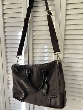 TUMI Dark Brown Canvas & Leather Business Laptop Bag